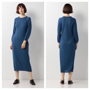 Samuji Roberta Blue Sweater Midi Dress Large Knit Long Sleeve Oversized Yarn